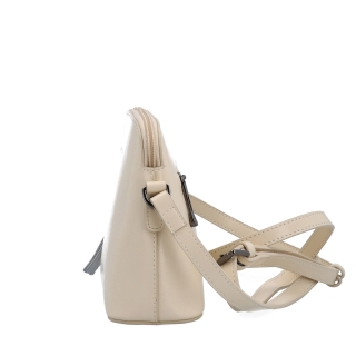 Luxusná malá kožená crossbody kabelka Noelia Bolger materiál kože zapínanie na zips farba béžová veľkosť malá NB 0080 BE Z boku