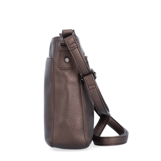 Praktická crossbody kabelka s predným vreckom Le Sands materiál syntetická koža zapínanie na zips farba metalíza veľkosť stredná 4653 BR Z boku