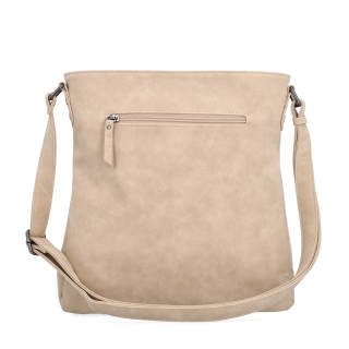 Štýlová crossbody kabelka s čistým dizajnom Tangerin materiál syntetická koža zapínanie na zips farba béžová veľkosť stredná 1101 BE Zozadu