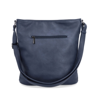 Crossbody kabelka s predným a zadným vreckom Tangerin materiál syntetická koža zapínanie na zips farba modrá veľkosť stredná 8036 TM Zozadu