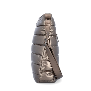 Moderná dámska kabelka z nadýchaného nylonu Carmelo materiál nylon zapínanie na zips farba metalíza veľkosť stredná 4382 BR Z boku