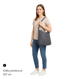 Elegantná kabelka s predným prešitím Tangerin materiál syntetická koža zapínanie na zips farba sivá veľkosť stredná 1102 ANT Na postave