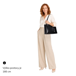 Štýlová shopper kabelka cez rameno Le Sands materiál syntetická koža zapínanie na zips farba hnedá veľkosť veľká 4641 H Na postave