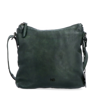 Kožená crossbody kabelka s moderným dizajnom Noelia Bolger materiál kože zapínanie na zips farba zelená veľkosť malá NB 2400 ZE Spredu