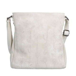 Priestranná crossbody kabelka s motívom Indee materiál syntetická koža zapínanie na zips farba béžová veľkosť stredná 6327 K Spredu