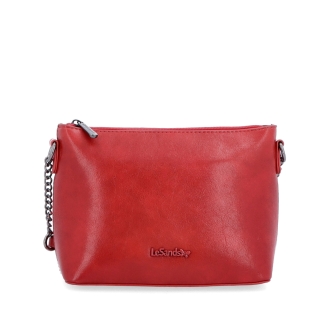 Spoločenská crossbody kabelka s retiazkou Le Sands materiál syntetická koža zapínanie na zips farba červená veľkosť malá 7708 CV Spredu
