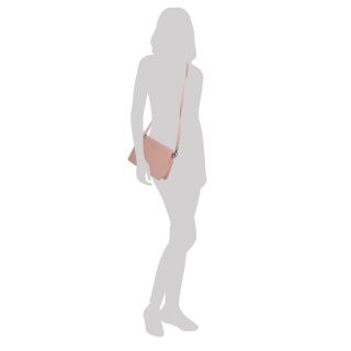 Elegantná crossbody kabelka Noelia Bolger materiál kože zapínanie na zips farba nude veľkosť malá NB 0042 N Na postave