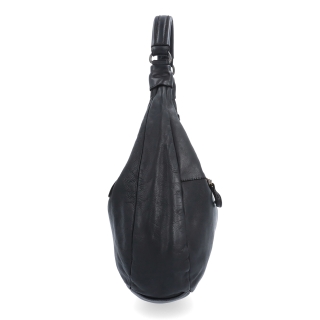 Kožená hobo kabelka s dvoma vreckami na zips Noelia Bolger materiál kože zapínanie na zips farba čierna veľkosť stredná NB 2426 C Z boku