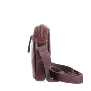 Malá kožená crossbody Poyem materiál kože zapínanie na zips farba hnedá veľkosť malá 2220 Poyem H Z boku