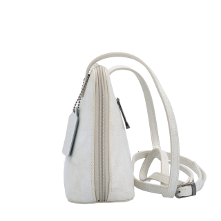 Kožená crossbody kabelka s premysleným členením Noelia Bolger materiál kože zapínanie na zips farba biela veľkosť malá NB 0115 OW Z boku