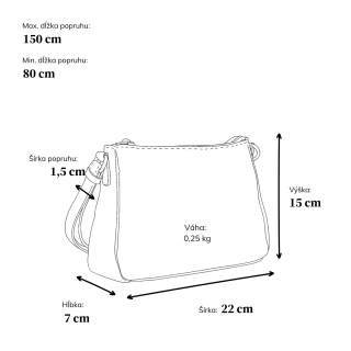Elegantná malá crossbody kabelka Carmelo materiál syntetická koža zapínanie na zips farba čierna veľkosť malá 4666 C Rozmery