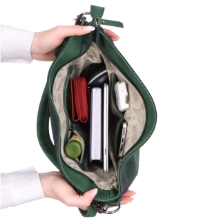 Crossbody hobo bag Indee materiál syntetická koža zapínanie na zips farba zelená veľkosť stredná 6318 TZE Vnútro