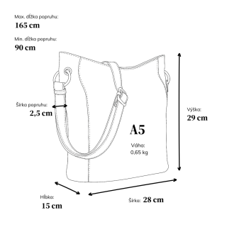 Kožená crossbody kabelka s dizajnovým prešívaním Noelia Bolger materiál kože zapínanie na zips farba hnedá veľkosť stredná NB 2089 H Rozmery
