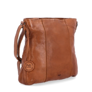Kožená crossbody kabelka s prešívaním Noelia Bolger materiál kože zapínanie na zips farba koňaková veľkosť stredná NB 2002 KO
