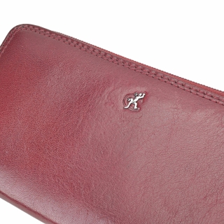 Kožená peňaženka peračník Cosset materiál kože zapínanie na zips farba vínová veľkosť veľká 4492 Komodo BO Logo