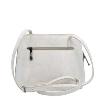 Kožená crossbody kabelka s premysleným členením Noelia Bolger materiál kože zapínanie na zips farba biela veľkosť malá NB 0115 OW Zozadu