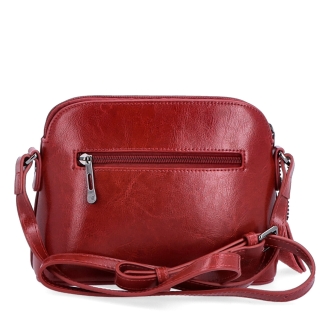 Luxusná malá kožená crossbody kabelka Noelia Bolger materiál kože zapínanie na zips farba červená veľkosť malá NB 0080 TCV Zozadu