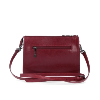 Malá kožená crossbody kabelka Noelia Bolger materiál kože zapínanie na zips farba červená veľkosť malá NB 0046 TCV Zozadu