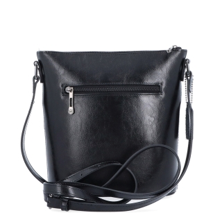 Luxusná kožená crossbody kabelka Noelia Bolger materiál kože zapínanie na zips farba čierna veľkosť malá NB 0077 C Zozadu