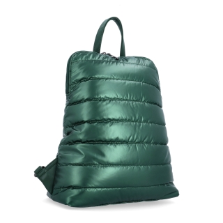 Prešívaný batoh z nadýchaného nylonu Carmelo materiál nylon zapínanie na zips farba zelená veľkosť stredná 4384 ZE