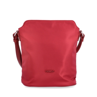 Praktická crossbody kabelka s extra vreckom Carmelo materiál nylon zapínanie na zips farba červená veľkosť malá 6607 CV Spredu