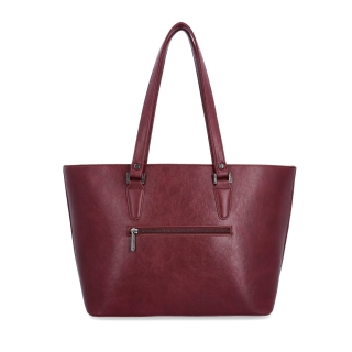 Priestranná shopper kabelka s čistým dizajnom Le Sands materiál syntetická koža zapínanie na zips farba vínová veľkosť veľká 7719 BO Zozadu