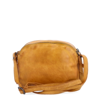 Kvalitná kožená crossbody kabelka Noelia Bolger materiál kože zapínanie na zips farba žltá veľkosť malá NB 2408 ZLU Zozadu