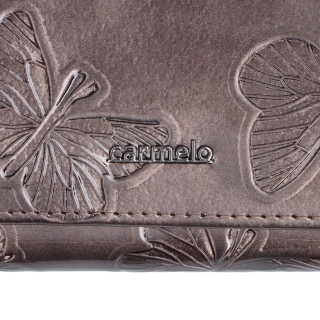 Kožená laková peňaženka Carmelo materiál kože zapínanie na cvok farba taupe veľkosť malá 2106 M T Logo
