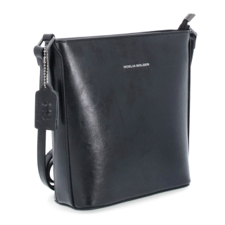 Malá elegantná kožená crossbody kabelka Noelia Bolger materiál kože zapínanie na zips farba čierna veľkosť malá NB 0065 C