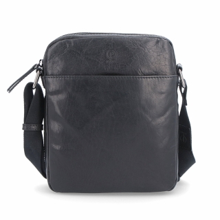Kožená crossbody taška Poyem materiál kože farba čierna veľkosť malá 2200 Poyem C Spredu