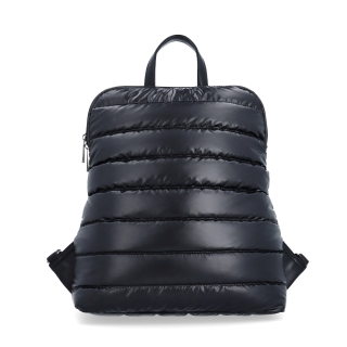 Prešívaný batoh z nadýchaného nylonu Carmelo materiál nylon zapínanie na zips farba čierna veľkosť stredná 4384 C Spredu