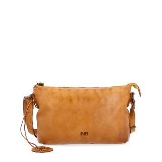 Kožená crossbody s čistými líniami Noelia Bolger materiál kože zapínanie na zips farba žltá veľkosť malá NB 2414 ZLU Spredu