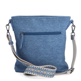crossbody kabelka s motívom a odnímateľným popruhom Indee materiál syntetická koža zapínanie na zips farba modrá veľkosť malá 6335 M Zozadu