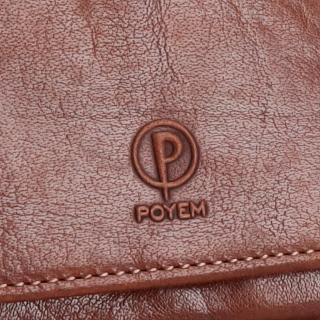 Luxusná kožená peňaženka Poyem materiál kože zapínanie na cvok farba koňaková veľkosť malá 5227 Poyem KO Logo