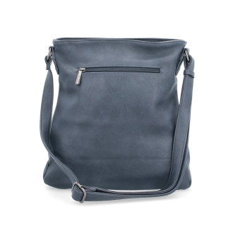 Crossbody kabelka s vonkajšími vreckami Tangerin materiál syntetická koža zapínanie na zips farba modrá veľkosť stredná 8008 TM Zozadu