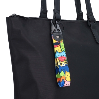 Textilný prívesok na kabelku s mačičkami Indee materiál textil farba multicolor D039 - 03