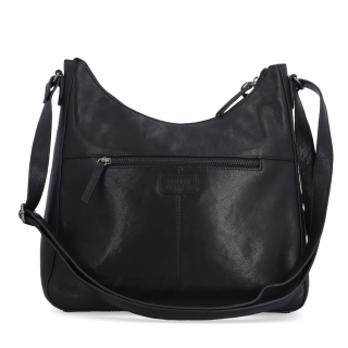 Kožená crossbody kabelka s moderným príveskom Noelia Bolger materiál kože zapínanie na zips farba čierna veľkosť stredná NB 3106 C Zozadu