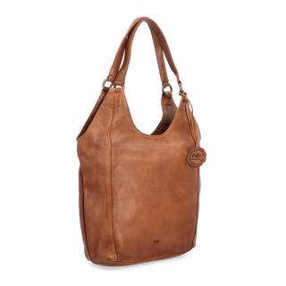 Elegantná kožená shopper kabelka s prešívaním Noelia Bolger materiál kože zapínanie na zips farba koňaková veľkosť stredná NB 2044 KO