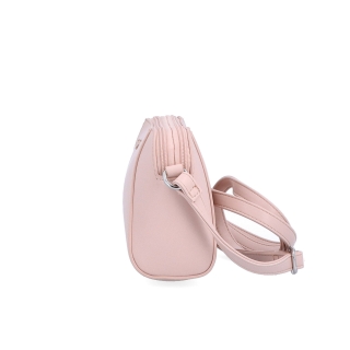 Menšia crossbody kabelka s dvoma vreckami Le Sands materiál syntetická koža zapínanie na zips farba ružová veľkosť malá 7716 R Z boku
