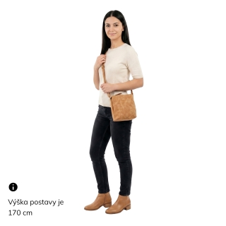 Praktická crossbody kabelka so štruktúrovaným vnútrom Tangerin materiál syntetická koža zapínanie na zips farba béžová veľkosť malá 1117 BE Na postave