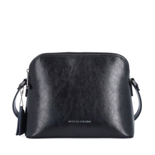 Minimalistická kožená crossbody kabelka na každý deň Noelia Bolger materiál kože zapínanie na zips farba čierna veľkosť malá NB 0116 C Spredu