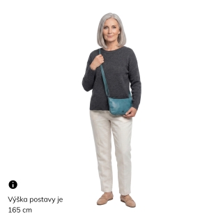 Malá elegantná kožená crossbody kabelka Noelia Bolger materiál kože zapínanie na zips farba tyrkysová veľkosť malá NB 2420 TYR Na postave