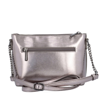 Elegantná crossbody kabelka s s reťazou Le Sands materiál syntetická koža zapínanie na zips farba metalíza veľkosť malá 4379 TI Zozadu