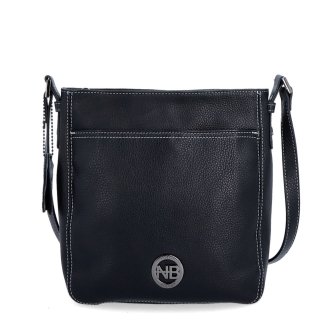Malá kožená crossbody kabelka s výraznejším prešívaním Noelia Bolger materiál kože zapínanie na zips farba čierna veľkosť malá NB 3004 C Spredu