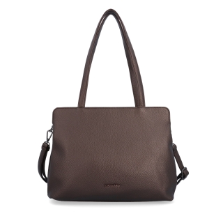 Elegantná kabelka s odnímateľným crossbody popruhom Le Sands materiál syntetická koža zapínanie na zips farba metalíza veľkosť stredná 4649 BR Spredu