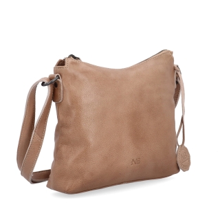 Kožená crossbody kabelka s moderným dizajnom Noelia Bolger materiál kože zapínanie na zips farba béžová veľkosť malá NB 2400 BE