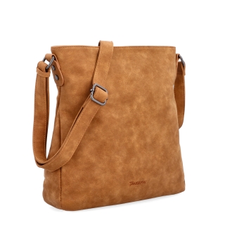 Štýlová crossbody kabelka s čistým dizajnom Tangerin materiál syntetická koža zapínanie na zips farba koňaková veľkosť stredná 1101 KO