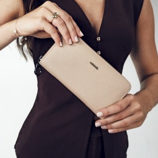 Luxusná dámska peňaženka Carmelo materiál kože zapínanie na zips farba nude veľkosť veľká 2123 N Lifestyle