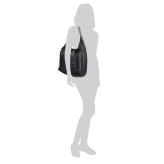 Veľká prešívaná kožená shopper kabelka Noelia Bolger materiál kože zapínanie na zips farba čierna veľkosť veľká NB 2077 C Na postave