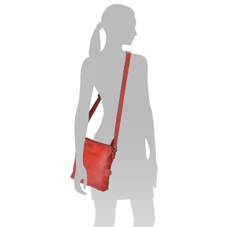 Kožená crossbody kabelka vo vintage štýle Noelia Bolger materiál kože zapínanie na zips farba červená veľkosť malá NB 2001 CV Na postave